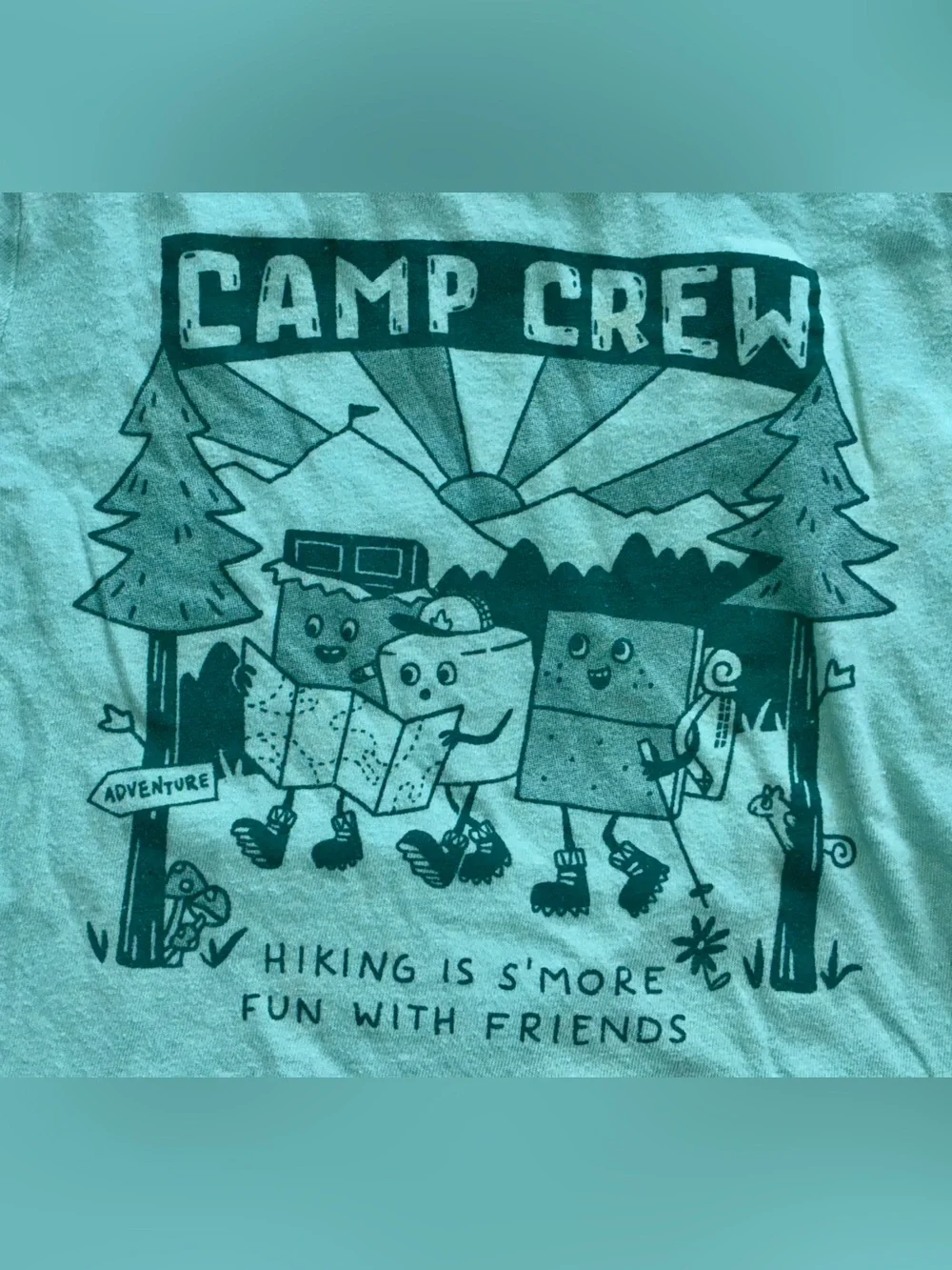 Old Navy Mint Green Camp Crew Long Sleeve Graphic Tee